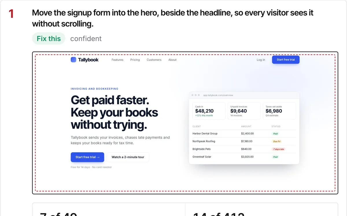A finding, ready to show in your product