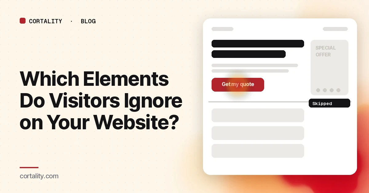 Illustration of a web page where the headline and button are in focus while a side banner, a rotating carousel and content below a divider are faded out