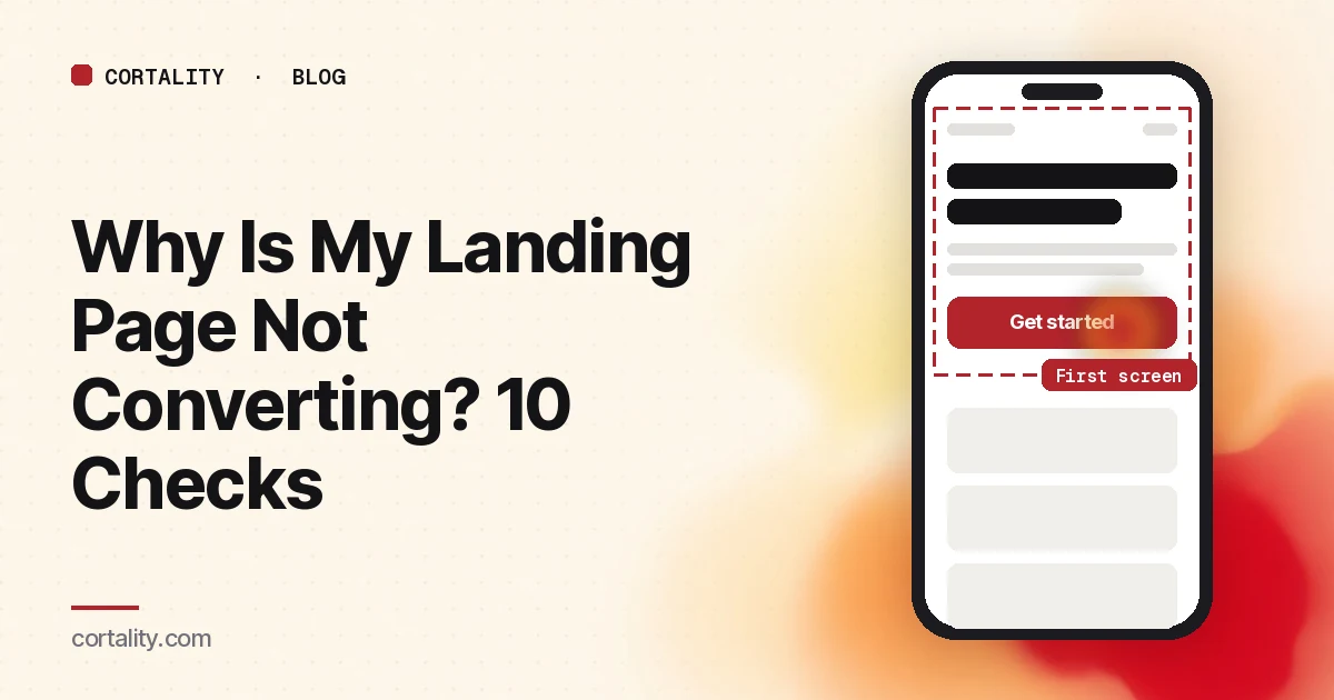 Illustration of a landing page on a phone with the first screen outlined, showing the headline and button visible before scrolling