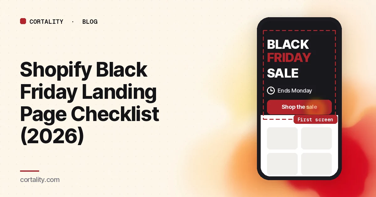 Illustration of a Black Friday sale page on a phone showing the offer, the end date and a shop button above the fold